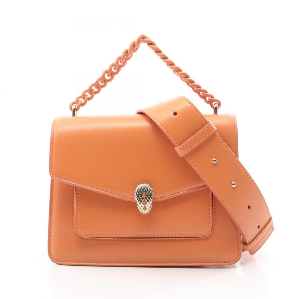 Bulgari BVLGARI Serpenti Forever 2-Way Handbag, Leather, Women's, Orange